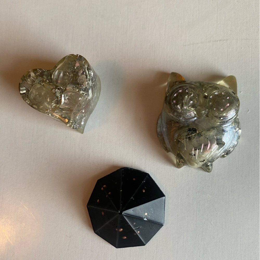 Set of small handmade resin orgonites